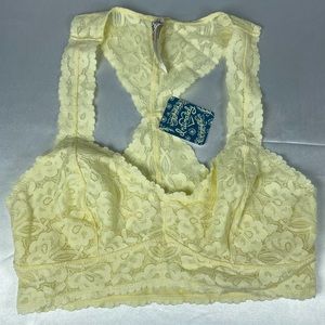 SOLD. Free People Lace Racerback Bralette Bra Yellow Lemon Water Ice Sz S NWT